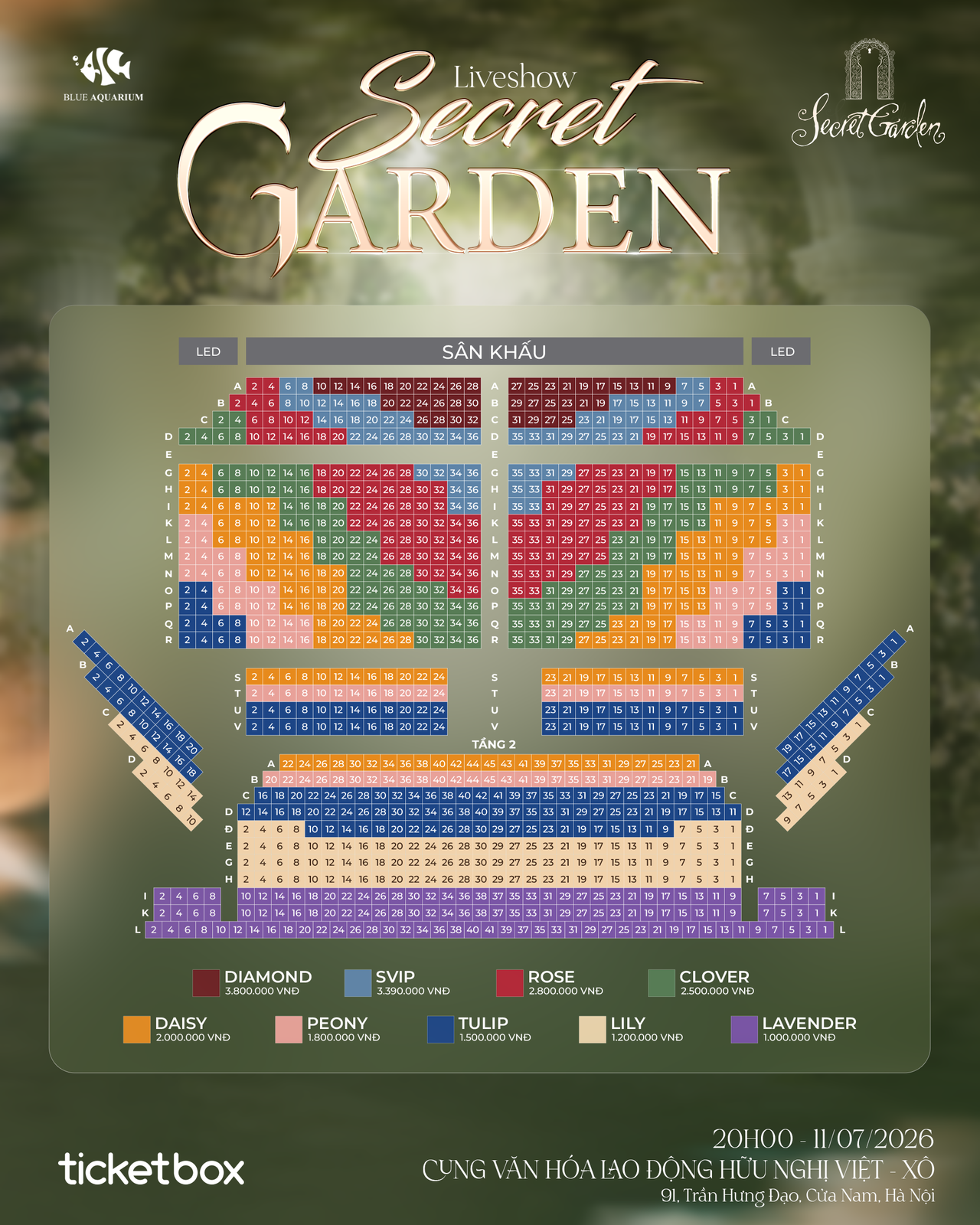 Sơ đồ chỗ ngồi Secret Garden